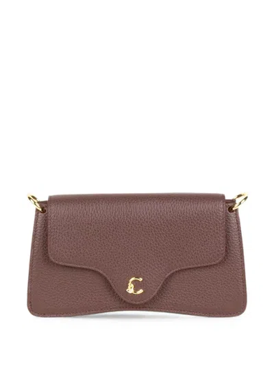 Coccinelle Mini C-me Logo-plaque Grained Leather Shoulder Bag In Brown