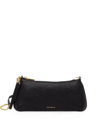 Coccinelle Mini C-me Logo-print Chain-link Crossbody Bag In Black