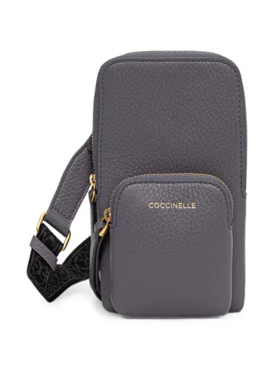 Coccinelle Mini  Pixie Grained-leather Phone Bag In Purple