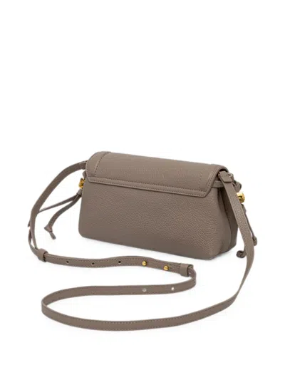 Coccinelle Mini  Thess Grainy Leather Shoulder Bag In Brown
