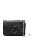 Coccinelle Mini Embossed-logo Chain Shoulder Bag In Black