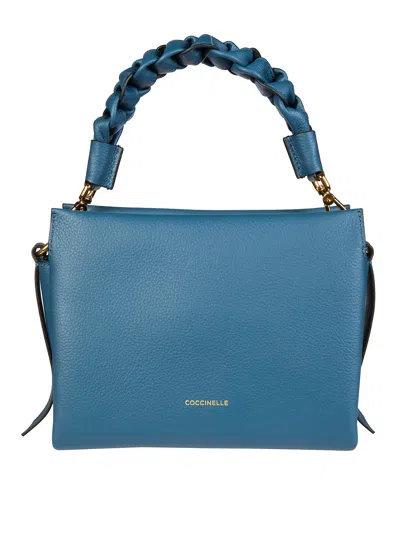 Coccinelle Mini Grained Double Crossbody Bag In Blue