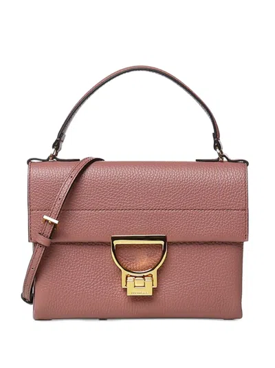 Coccinelle Mini Grainy Leather Tote Bag In Brown