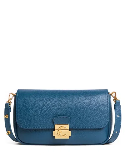 Coccinelle Mini Logo-plaque Shoulder Bag In Blue