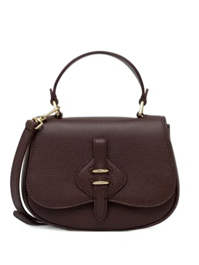 Coccinelle Mini Mavery Grained-leather Tote Bag In Burgundy