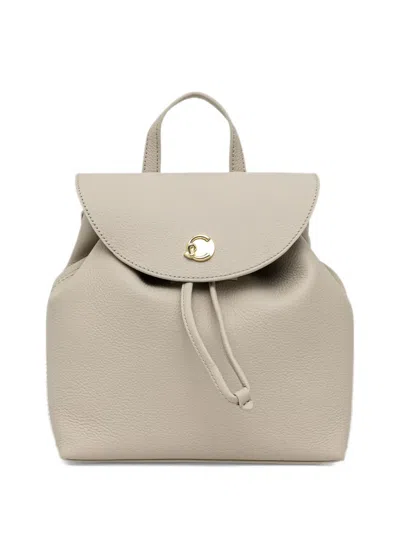 Coccinelle Mini Nikla Grainy-leather Backpack In White