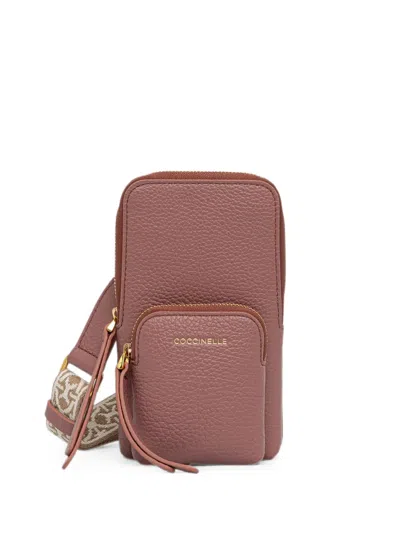 Coccinelle Mini Pixie Grained Leather Phone Bag In Pink