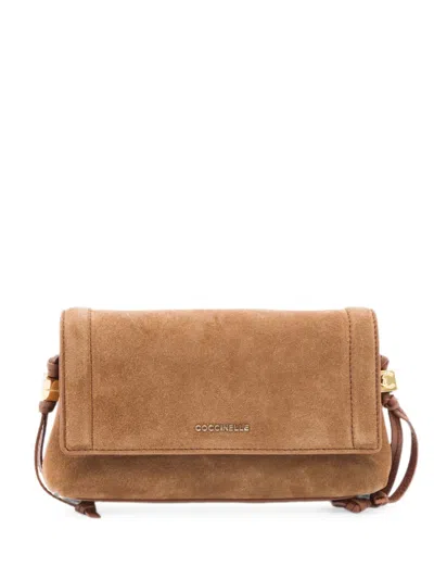 Coccinelle Mini Thess Suede Leather Shoulder Bag In Brown
