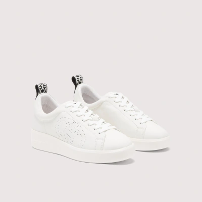 Coccinelle Monogram Perforee Trainers In Offwh/noir-ecru