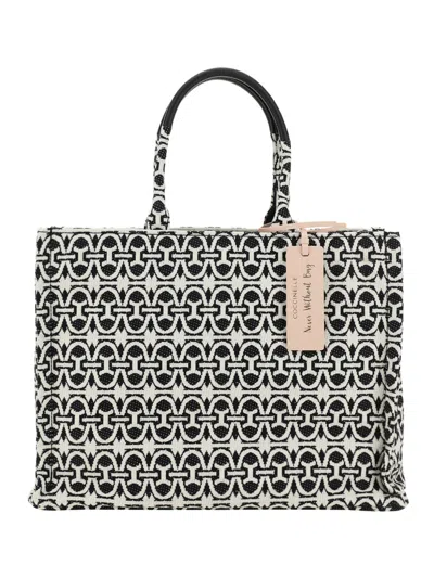 Coccinelle Monogram Shopper Bag In Multinoir
