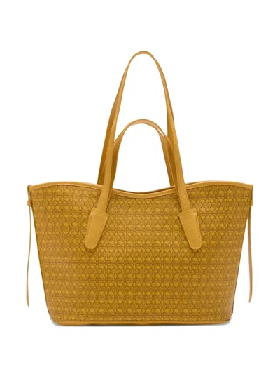 Coccinelle Monogram Straps Tote Bag In Yellow