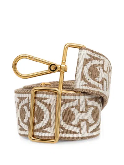 Coccinelle Monogram-jacquard Shoulder Strap In Brown
