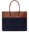 Coccinelle Myrtha Leather-trimmed Denim Tote Bag In Blue
