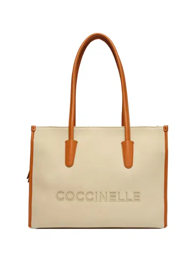 Coccinelle Myrtha Embossed Tote Bag In Neutral