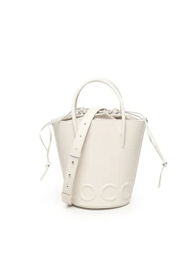 Coccinelle Myrtha Grained Leather Bucket Bag In White