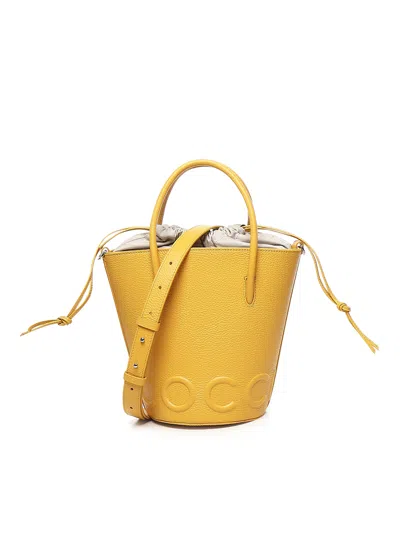 Coccinelle Myrtha Grained Leather Bucket Bag In Yellow