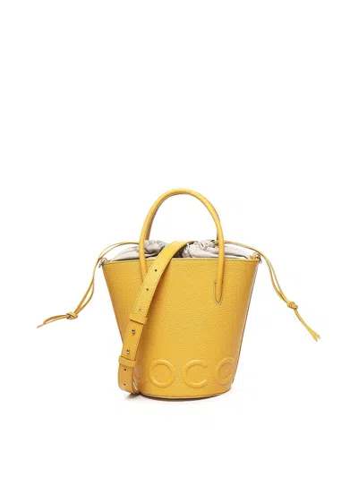 Coccinelle Myrtha Grained Leather Bucket Bag In Yellow