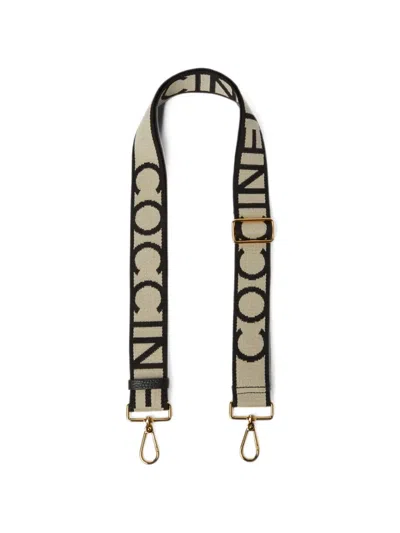 Coccinelle Nastro Signature Logo-jacquard Shoulder Strap In Brown