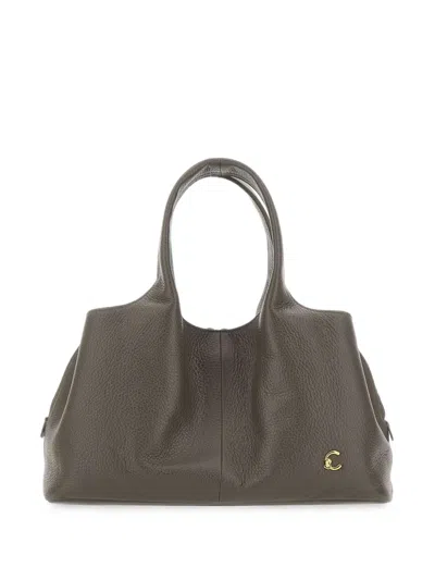 Coccinelle Nell Medium Tumbled Leather Tote Bag In Green