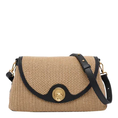 Coccinelle Nikila Straw Crossbody Bag In Black