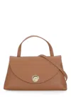 Coccinelle Curved Top Handbag With Circular Detail And Detachable Shoulder Strap In Brown