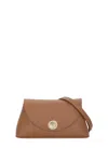 Coccinelle Curved Top Handbag With Circular Detail And Detachable Shoulder Strap In Brown