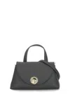 Coccinelle Pebbled Leather Shoulder Bag With Gold Hardware In Gray