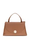 Coccinelle Curved Top Handbag With Circular Detail And Detachable Shoulder Strap In Brown