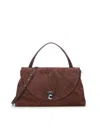 Coccinelle Suede Leather Shoulder Bag With Top Handle In Brown