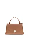 Coccinelle Curved Top Handbag With Circular Detail And Detachable Shoulder Strap In Brown