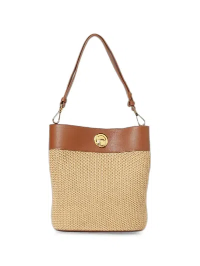 Coccinelle Nikla Raffia-effect Leather Shoulder Bag In Brown