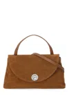 Coccinelle Suede Leather Shoulder Bag With Top Handle In Brown