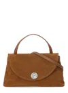 Coccinelle Suede Leather Shoulder Bag With Top Handle In Brown