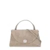 Coccinelle Dove Grey Suede Leather Shoulder Bag In Brown