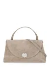 Coccinelle Dove Grey Suede Leather Shoulder Bag In Neutral