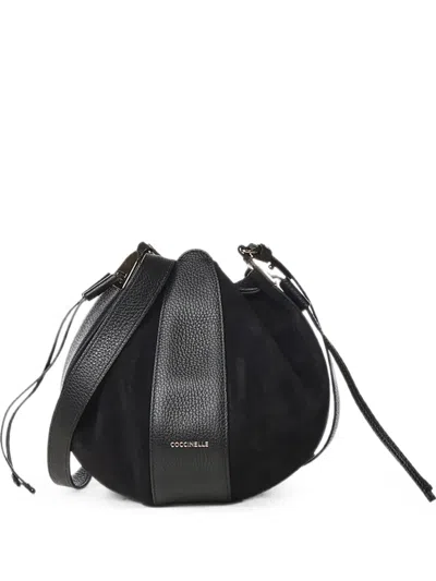 Coccinelle Panelled Bovine Leather Shoulder Bag In Black