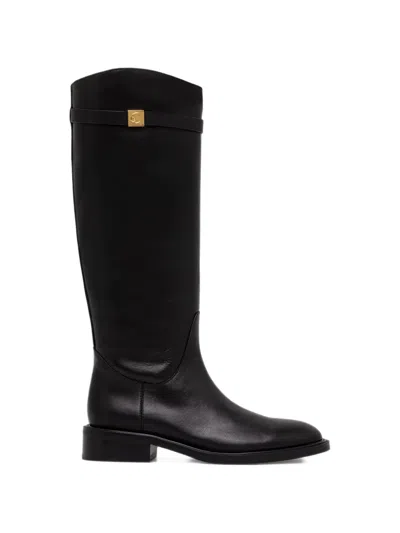 Coccinelle Pansy Logo-plaque Knee-high Boots In Black