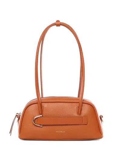 Coccinelle Pebble Leather Shoulder Bag In Orange