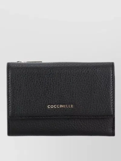 Coccinelle Pebbled Leather Foldable Wallet Rear Pocket