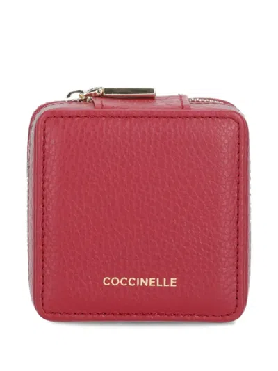 Coccinelle Pebbled Leather Jewelry Box In Red