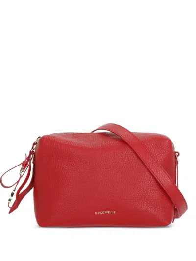Coccinelle Nory Grained Leather Pochette In Red