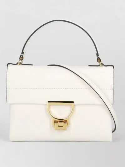 Coccinelle Pebbled Leather Shoulder Bag Top Handle In White