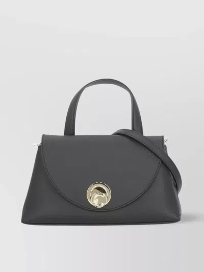 Coccinelle Pebbled Leather Shoulder Bag With Gold Hardware In Gray