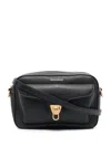 Coccinelle Pebbled Leather Shoulder Bag With Gold Tone Accents In Black