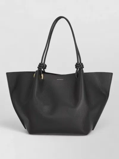 Coccinelle Pebbled Leather Shoulder Shopping Bag Pochette In Black