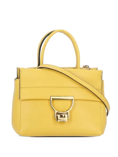 Coccinelle Pebbled Leather Tote Bag In Yellow