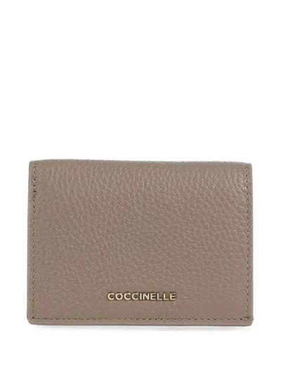 Coccinelle Pebbled Logo-lettering Wallet In Gray