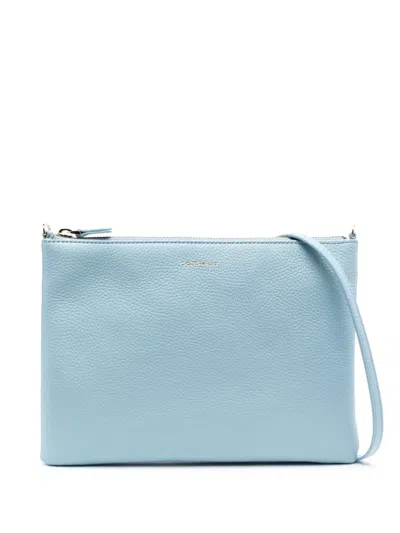 Coccinelle Pebbled-texture Leather Crossbody Bag In Blue