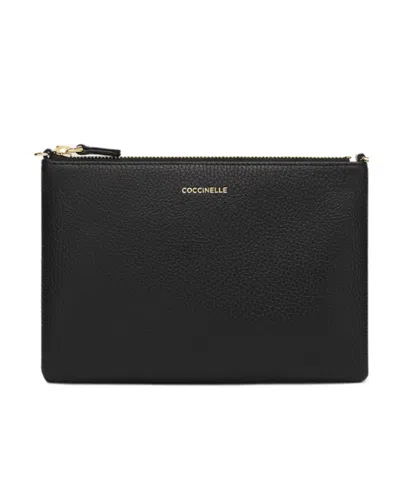 Coccinelle Pebbled-textured Cross-body Bag In Black