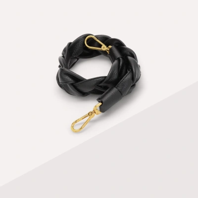 Coccinelle Plaited Leather Shoulder Strap Boheme In Noir